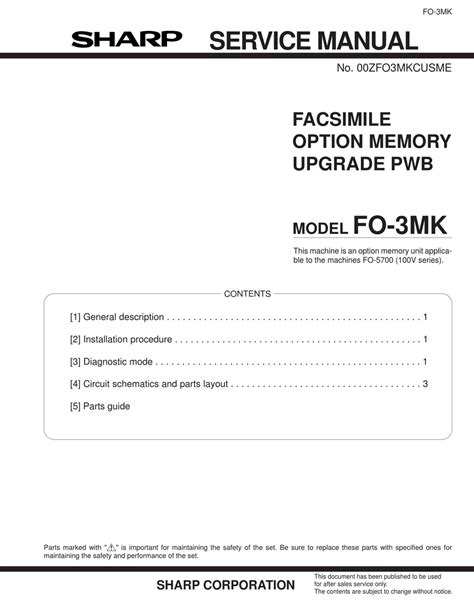 Sharp 00ZFO3MKCUSME Manual pdf